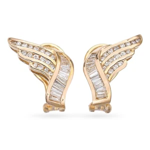 Pendientes alados de diamantes de oro amarillo de 18k - Imagen 1 de 5