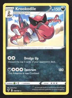Pokemon Krookodile Rare SWSH04: Vivid Voltage 109/185 NM - Image 1 of 2