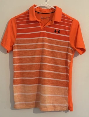 Polo Under Armour Jóvenes Niños Heat Gear Calce Suelto Naranja Rayas Talla Grande YLG Foto 1 de 2