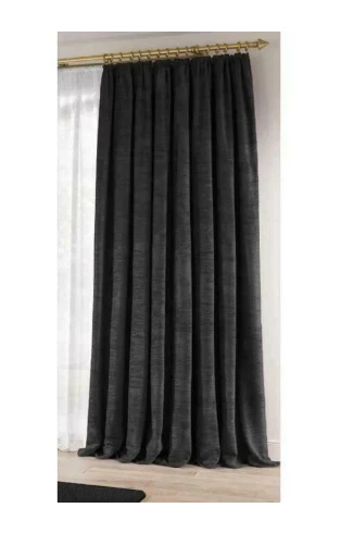 Charcoal Grey Thick Chenille Single Eyelet Curtain Panel 52" W x 69" L - NEW - Image 1 of 1