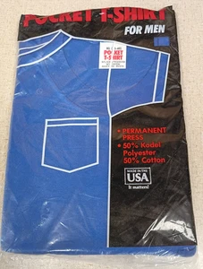 Vintage CKM Dawson Mens Blue Pocket T-Shirt For Men Size XL Made In USA - Picture 1 of 8