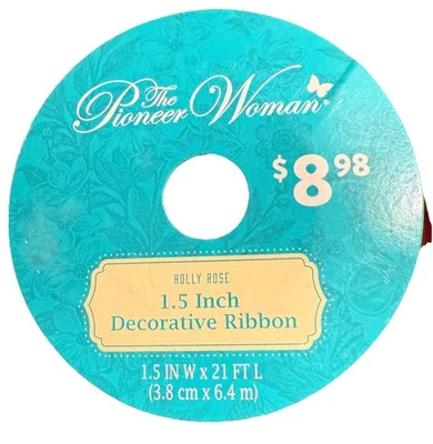 The Pioneer Woman "Holly Rose 3  Rolls Decorative Fabric Ribbon 1.5" x 21’ New - Image 1 of 4