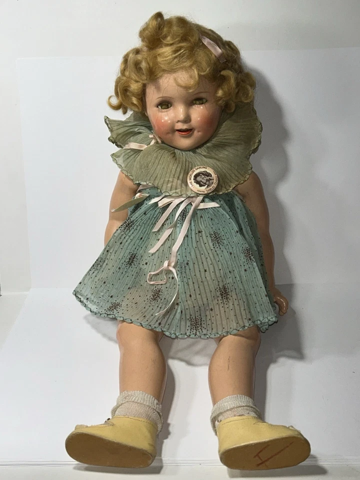 Shirley Temple Ideal Composition Doll 22” Original Clothes, Composition Damaged - Image 1 of 4