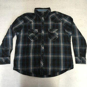 Rock & Roll Cowboy Shirt Mens Large Black Plaid Pearl Snap Cowboy USA - Picture 1 of 10