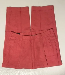 Brooks Brothers Leinenhose Herren 36x28 korallenrot rosa Chino plissiert Bündchen USA - Bild 1 von 17