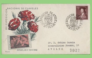 Spain 1952 National Carnation(flowers) Exhibition special cancel cover - Picture 1 of 1
