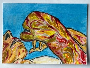 ACEO Sketch Trading Card Alien Movie Chestbuster Scene Sci-Fi Art 1/1 Mx’d Media - Picture 1 of 1