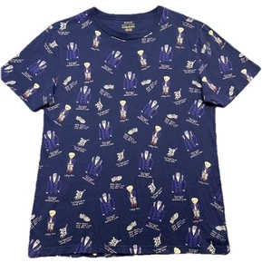 Camiseta Ralph Lauren Azul Escuela Universitaria Polo Oso Preppy Estampado Gráfico Talla S - Imagen 1 de 7