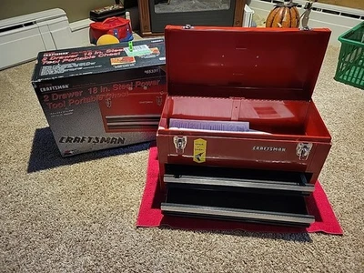 Craftsman Tool Box 2 Drawer 18 in Steel Power Tool Portable Chest Red 965331 USA - Image 1 of 4