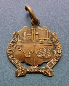 OLD UVCS BRONZE MEDAL PENDANT SPORTS FIRST PER LABOREM AD HONOREM SCHOOL MOTTO - Picture 1 of 2