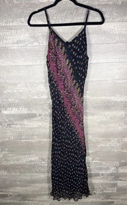 Y2K Black Pink Ditzy Floral Ruffle Maxi Dress Sz L Cottagecore Boho Distressed - Picture 1 of 24