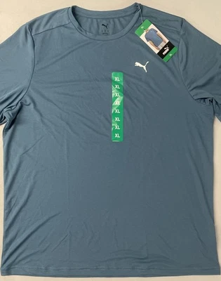 PUMA Men's Lightweight Crew Neck Active Tee T-Shirt Short Sleeve Logo BLUE XL - Image 1 of 4