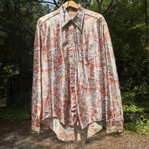 ZAYRE MATT ANDREWS MENSHOP - Camicia da discoteca vintage anni '70 - Uomo 17,5 x 35 - Made in Korea - VG - Foto 1 di 8