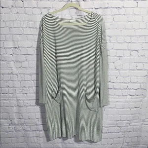 J.Jill Damen Gestreiftes Langarm Kleid Grau Größe 3X Freizeit U-Ausschnitt - Bild 1 von 6