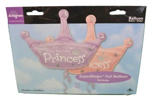 XL 34" Feliz Cumpleaños Princesa Corona Super Forma Mylar Lámina Globo Fiesta - Imagen 1 de 1