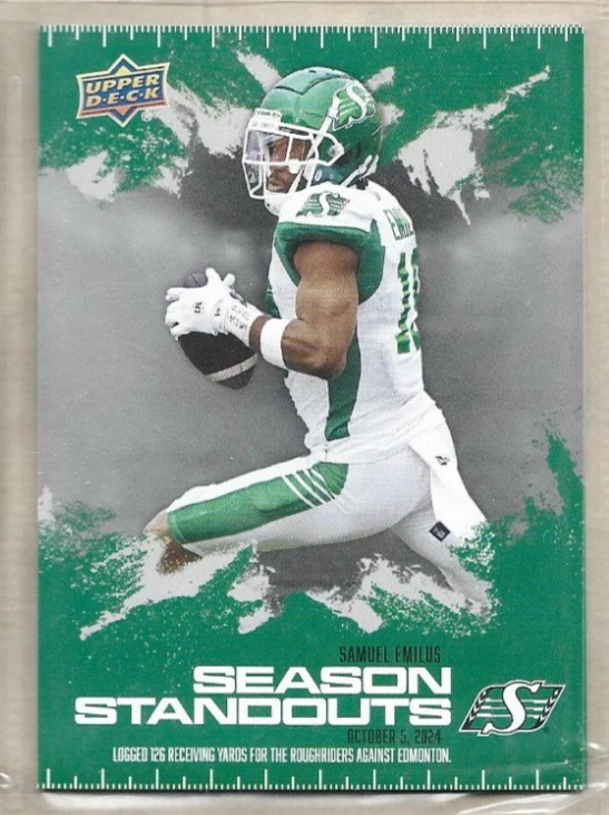 Samuel Emilus Saskatchewan Roughriders 2025 UD CFL Football Season Standouts #95 — 第 1/1 张图片