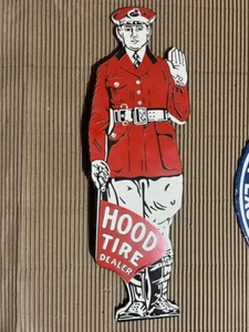 PORCELAIN HOOD TIRES ENAMEL SIGN 18X6 INCHES - Picture 1 of 2