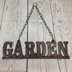 Gartenschild Gusseisen rustikal Metall Wandrelief mit Hängekette - Bild 1 von 10