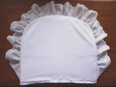 Funda de almohada redondeada blanca lisa para cuna/cochecito/cama bordado volantes ingleses hecha en el Reino Unido Foto 1 de 4