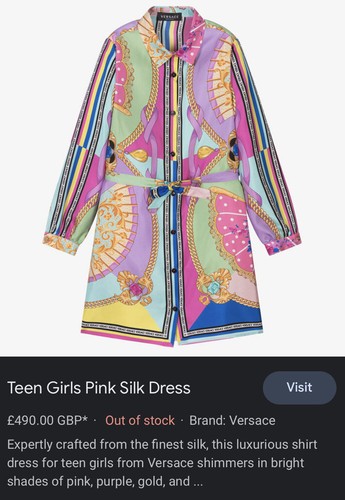 Camicia adolescente RRP £490 YOUNG VERSACE rosa seta abito ragazza età 12 anni designer