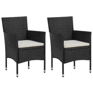 vidaXL Garden Dining Chairs 2pcs Poly Rattan Black - Picture 1 of 8