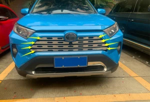 Glossy Stainless Steel Front Grille Cover Trim for 2019-2023 Toyota RAV4 6PCS - Picture 1 of 5