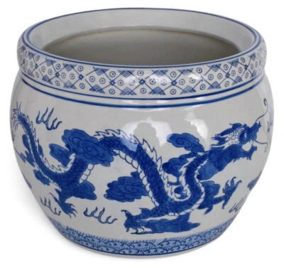 Pflanztopf Keramiktopf Drache Übertopf Porzellan Blumentopf Bonsaischale 40cm - Bild 1 von 4