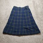 Vintage Pendelton Wool Skirt Youth 18 Green Plaid Made In USA