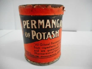 PERMANGANATE OF POTASH PHARMACEUTICAL GUILD OF AUSTRALIA 1 OZ SEALED TIN - Bild 1 von 10