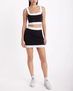 NUEVO Camiseta sin mangas recortada Express Body Contour de algodón elástico con punta cuadrada nueva con etiquetas XS - Imagen 1 de 8