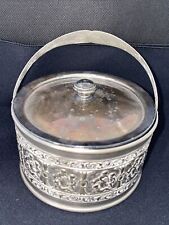 Bon Ton Silver Plate Sugar Bowl Box Ornate Condiment Vintage N.H Hospital Cherub