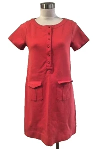 J Crew Clásico Naranja Tejido Mangas Cortas Vestido con Bolsillos Frontales S M - Imagen 1 de 3