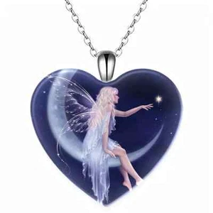 Fashionable Moon Creative Heart Pendant Crystal Necklace - Picture 1 of 3