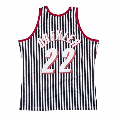 Mitchell & Ness Trailblazers CLYDE DREXLER STRIPES PINSTRIPES Swingman JERSEY - Image 1 of 4
