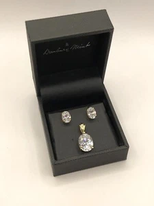 14K Gold & CZ Set Earrings & Pendant Clear DQ CZ Mexico 14ct 3.44g QVC - Picture 1 of 24