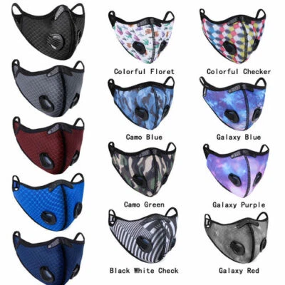 Mascarilla facial válvulas respiratorias máscara deportiva con filtro de carbón activo reutilizable UNISEX Foto 1 de 4