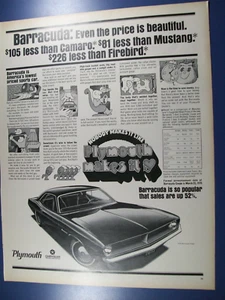 1970 Plymouth Barracuda Cuda lrg-mag car ad-$ comparison to Mustang Camaro Fireb - Picture 1 of 1
