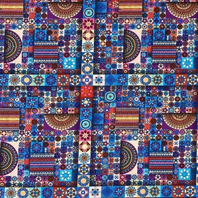 Oriomont Geometric Ethnic Vintage Retro Sewing Quilting Cotton Fabric 1/2 Yard - image 1 of 2