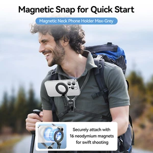 Magnetic Mobile Phone Neck Halter Max POV Angle Lazy Holder Live Mobile PhoneAU - Photo 1 sur 17