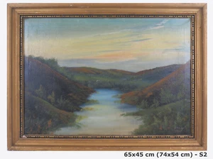 Antique Oil On Canvas Landscape Vejle Denmark Signed Roliann S2 - Picture 1 of 13