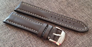 BREITLING CINTURINO WATCH STRAP + BUCKLE - mm.22/20 DARK BROWN - Picture 1 of 4