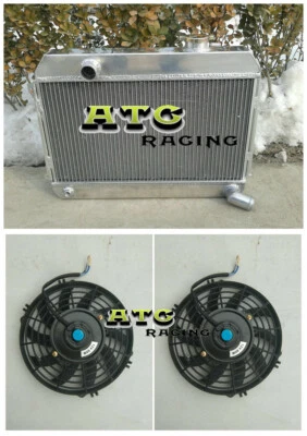 Radiador + ventilador de 3 filas para camioneta Nissan Datsun 1968-73 510/521/1600/2000 1,6 L L4 MT Foto 1 de 4