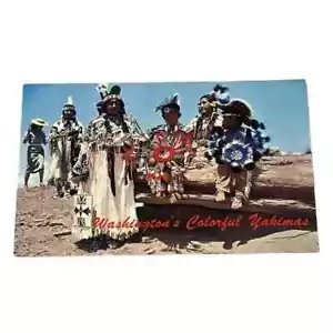 Postal Washington Colorida Yakimas Cultura Nativa Americana De Colección B4 - Imagen 1 de 2