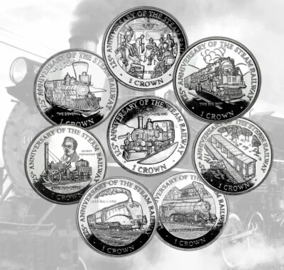 ISLE OF MAN 1 Crown 1998 BU '125th Anniversary of Steam Railway' (8 coins) - Image 1 of 4