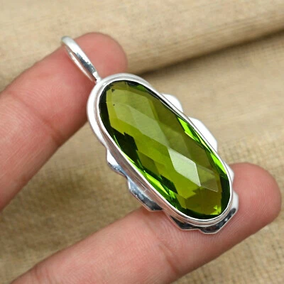 Fantastische Peridot Topas Edelstein 925 Sterling Silber Handgemacht Anhänger - Bild 1 von 3