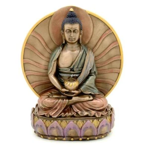 BUDDHA STATUE 6" meditierendes Amitabha Bronzeharz HOCHWERTIGE buddhistische Ikone - Bild 1 von 4