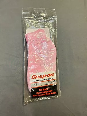 Snap On Tools Pink Cotton Ankle Socks 1 Pair Medium M Womens 6 To 10 Mens 5 To 9 - Image 1 of 4