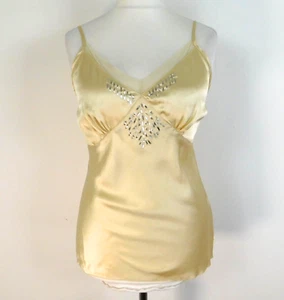 Nicholas Millington cremefarbenes Seidentop Größe 14 transparente Borte metallische Perlenstickerei - Bild 1 von 7