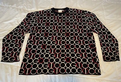 Rare COOGI Sweater Black Spell Out red/white fine Knit 2000s y2k used XL - Image 1 of 4
