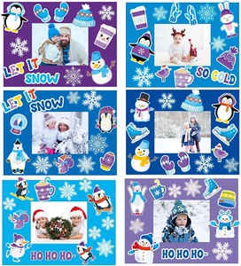 30 Packs Winter Craft Kits for Kids, Holiday DIY Picture Frame Craft Snowflake P - Picture 1 of 33